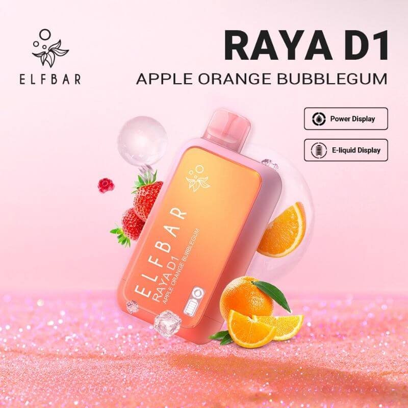 SGVape-ELFBAR-RAYA-D1-13000-APPLE-ORANGE-BUBBLEGUM-SG-Vape-Party