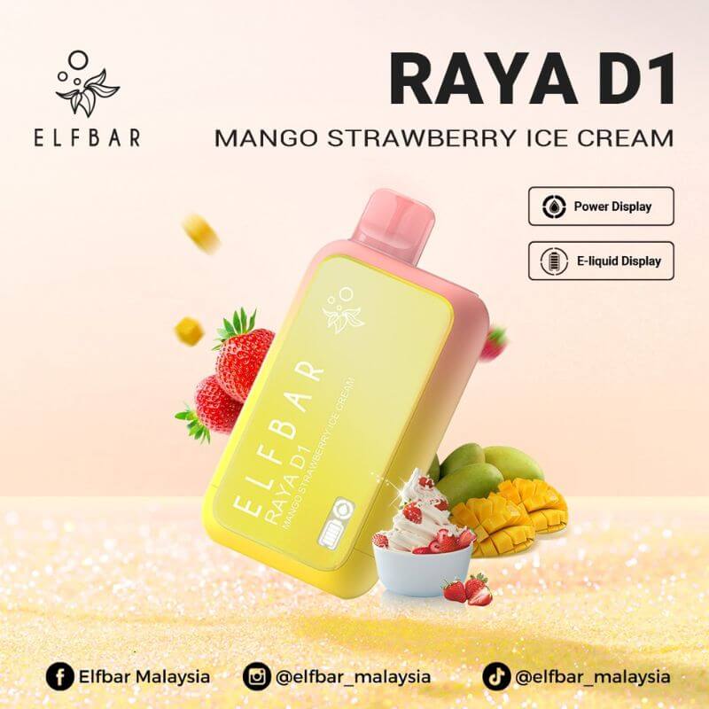 SGVape-ELFBAR-RAYA-D1-13000-MANGO-STRAWBERRY-ICE-CREAM-SG-Vape-Party