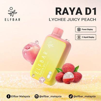 SGVape-ELFBAR-RAYA-D1-13000-LYCHEE-JUICY-PEACH-SG-Vape-Party